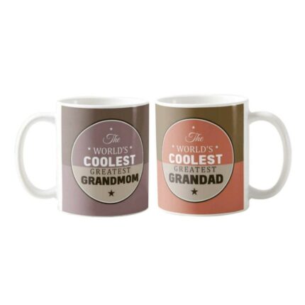Coolest Greatest Grandma Grandpa Coffee Mugs Set of 2