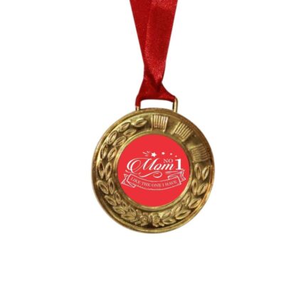 No. 1 Mom Printed Award Medal - Golden, Alloy - Image 2