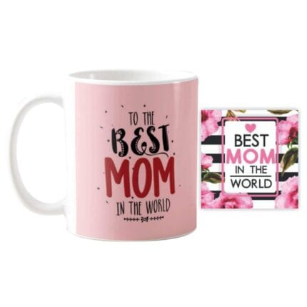 Mothers Day Gifts to The Best Mom in The World Coffee Mug with Coaster - Image 2