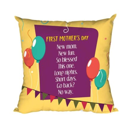 First Mothers Day 12x12 inches Velvet Cushion Birthday Throw Pillow Sofa - Yellow