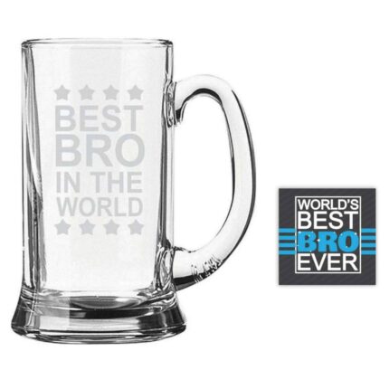 Engraved Best Brother Beer Mug With Coaster
