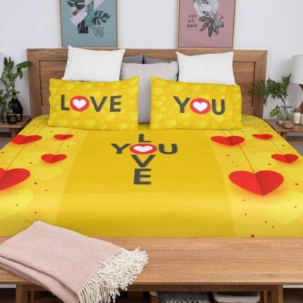 Love You Romantic Couple Bedsheet - Image 2
