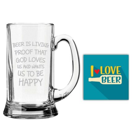 Beer Is A Living Proof That God Wants Us To Be Happy Engraved Beer Mug - Image 5