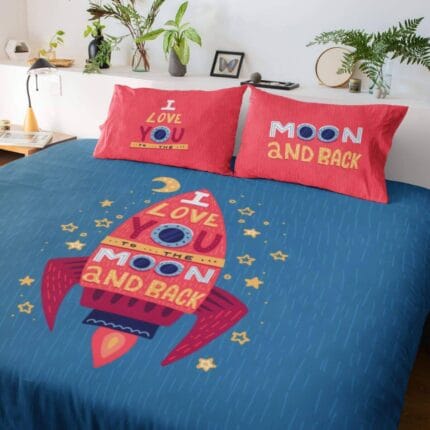 I Love You To The Moon And Back Romantic Couple Bedsheet - Image 3