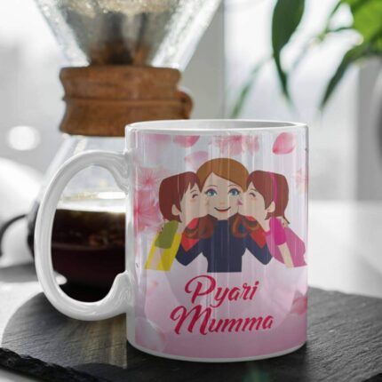 Mother Ceramic Pyari Mumma Coffee Mug With Coaster - 1 Piece, 330 ml