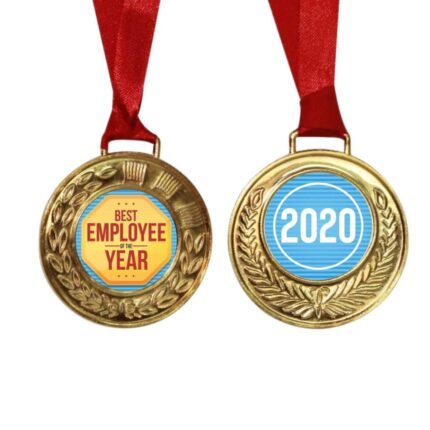 Employee of The Year Gifts Printed Award Medal - Golden, Alloy