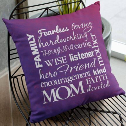 Mothers Day Gift Cushion cover Fearless Loving Mom Printed Throw Pillow Sofa - Purple - Image 2