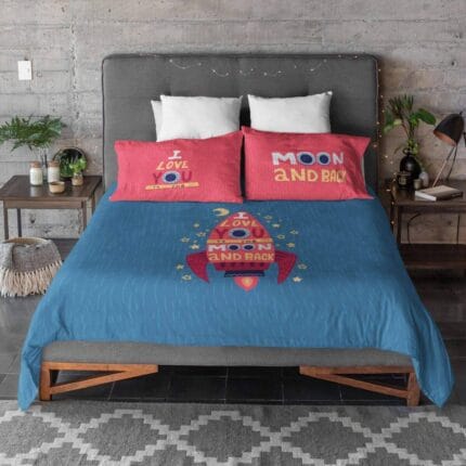 I Love You To The Moon And Back Romantic Couple Bedsheet - Image 2