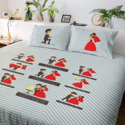 Cute Doodle Couple Bedsheet - Image 2