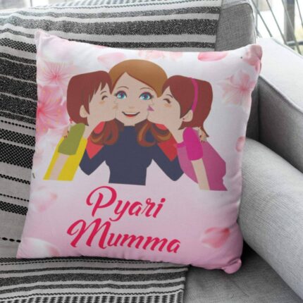 Mothers Day Cushion Pyaari Mumma Printed Throw Pillow Sofa - Multicolor