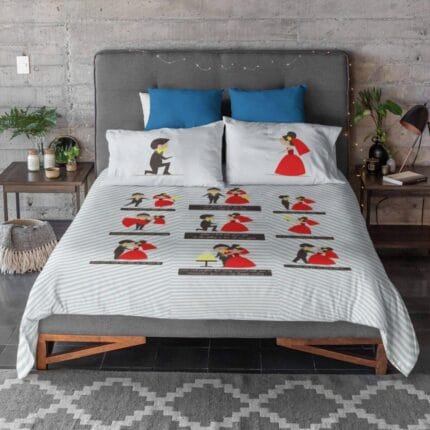 Cute Doodle Couple Bedsheet - Image 3