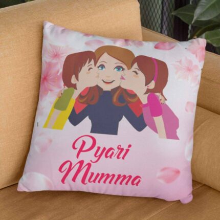 Mothers Day Cushion Pyaari Mumma Printed Throw Pillow Sofa - Multicolor - Image 2