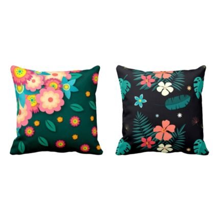 Adorable Alluring Floral Flowers Printed Cushion Covers Set of 2