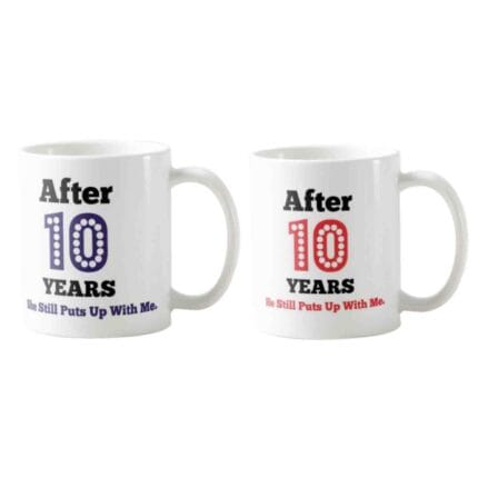 Funny Endearing 10th Anniversary Couple Mugs Set of 2 - Image 2