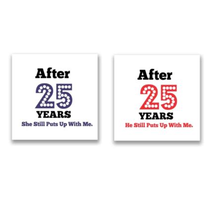 Funny Endearing 25th Anniversary Couple Coffee Mugs Set of 2 - Image 3