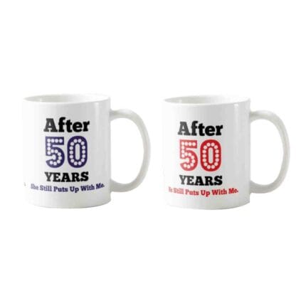 Funny Endearing 50th Anniversary Couple Coffee Mugs Set of 2 - Image 2