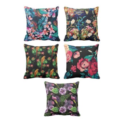 Antique Rose Flower Floral Cushion Cover Set of 5
