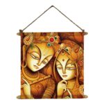 Artistic Radha Krishna with Flute Canvas Scroll