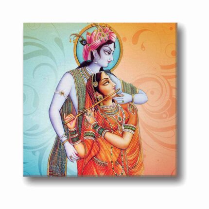 Artsy Radha Krishna Devotional Canvas Frame