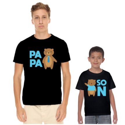 Bear Papa Dad and Son Family T-shirts