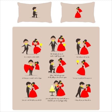 Cute Doodle Couple Bedsheet - Image 25
