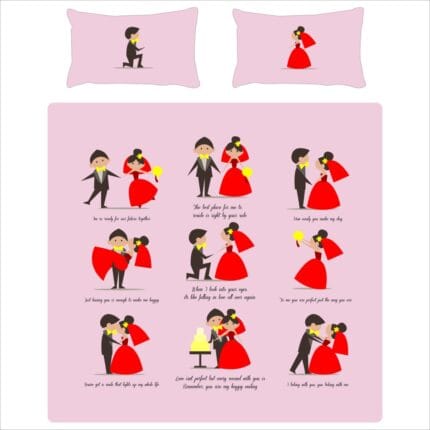 Cute Doodle Couple Bedsheet - Image 24