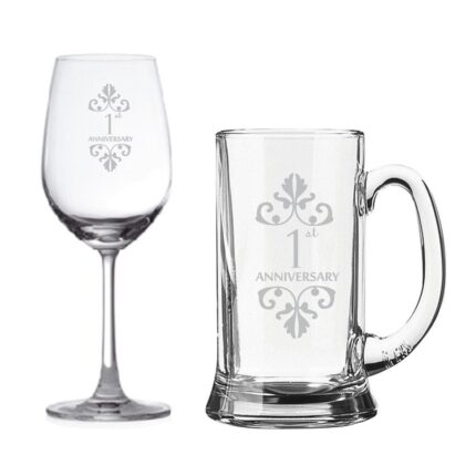 1st Marriage Anniversary Beer Wine Glass - Image 4