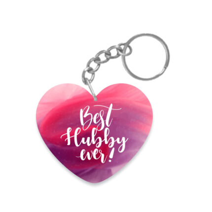 Best Hubby Ever Wooden Keychain