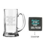 Engraved Blessed By God Spoiled By My Girlfriend Beer Mug