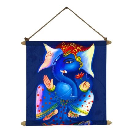 Blissful Lord Ganesha Canvas Scroll