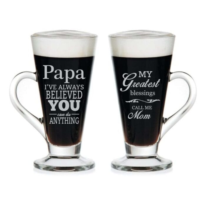 Blissful Mom Dad Engraved Tea Mugs