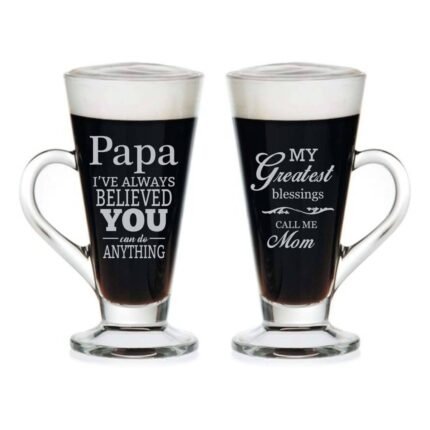 Blissful Mom Dad Engraved Tea Mugs Set of 2
