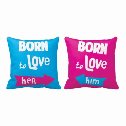 Romantic Born to Love Couple Cushion Covers–Set of 2 Double Side Printed - Image 4