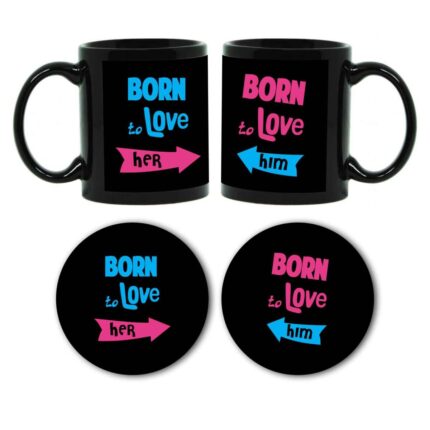 Born to Love Him Her Couple Mugs - Image 3
