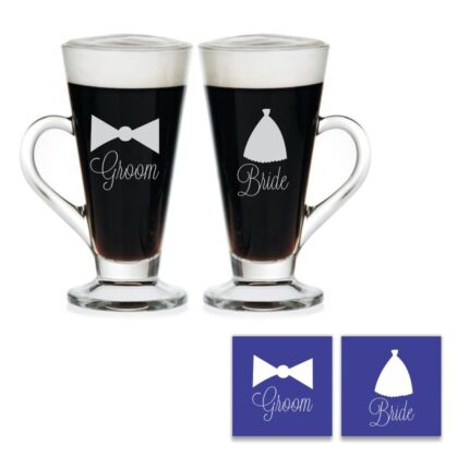 Engraved Bride and Groom Tea Mugs