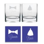 Engraved Bride And Groom Whiskey Glasses