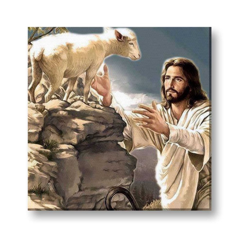 Saving Little Lamb Lord Jesus Christ Wall Paintings Frame