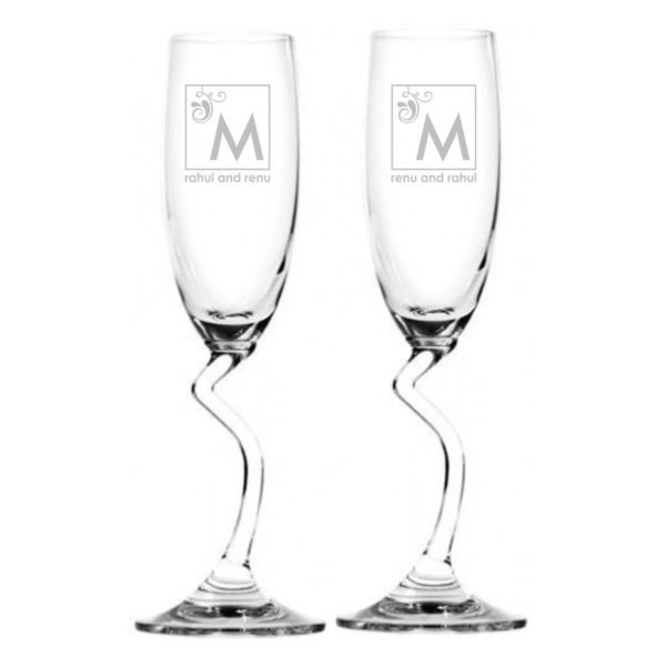 Charming Monogram Personalized Engraved Champagne Flute