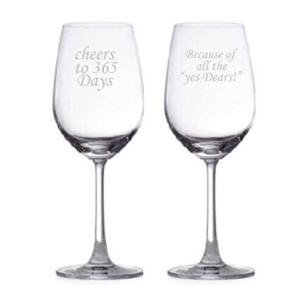 Cheers 1st Marriage Anniversary Wine Glasses Set of 2 - Image 4