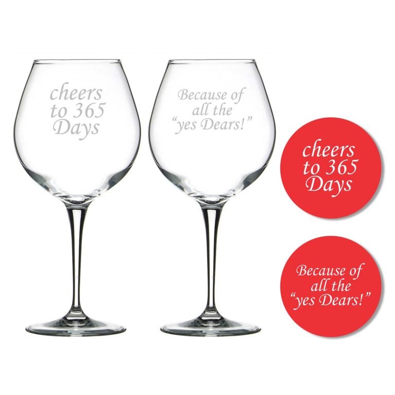 Cheers 1st Marriage Anniversary Wine Glasses
