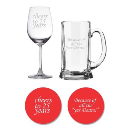 Cheers 25th Anniversary Beer Wine Glasses