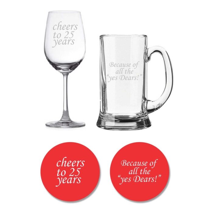 Cheers 25th Anniversary Beer Wine Glasses