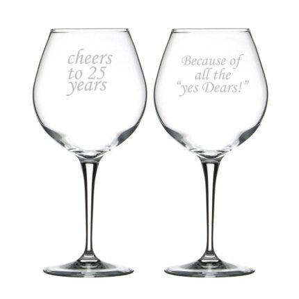 Cheers 25th Marriage Anniversary Wine Glasses Set of 2 - Image 8