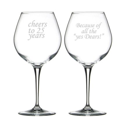 Cheers 25th Marriage Anniversary Wine Glasses Set of 2 - Image 3