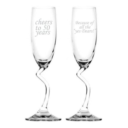 Cheers 50th Wedding Anniversary Champagne Flutes Set of 2 - Image 4