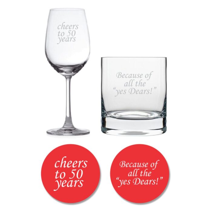 Cheers 50th Anniversary Whiskey Wine Glass