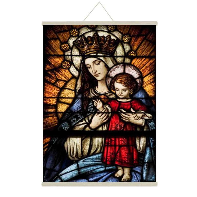 Vintage Mother Mary Child Canvas Scroll