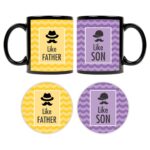 Cool Moustache Like Father Like Son Black Mugs