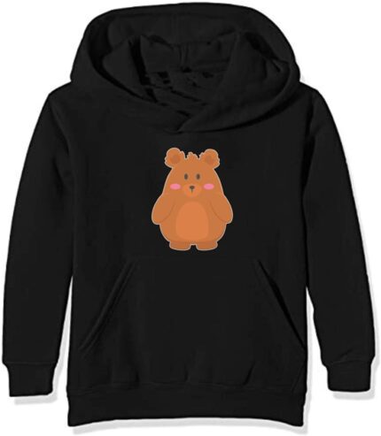 Cute Bear Sweatshirt Black with Kangaroo Pockets