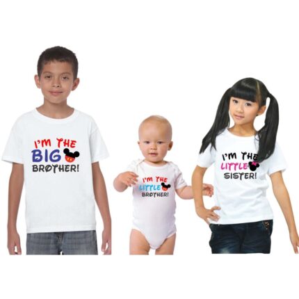 Personalised Brother Sister Sibling Tshirts Set of 3
